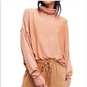 We the Free Alameda Women's Mock Neck Sweater Tan Light Orange Free People